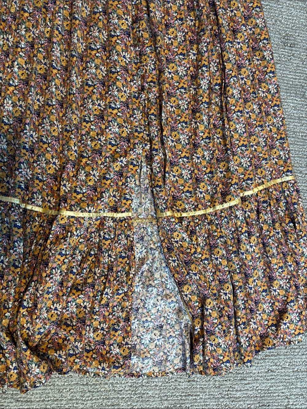 NATURAL LIFE Mustard Yellow Floral Boho Maxi Skirt - Picture 4 of 5